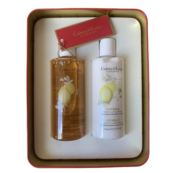 Crabtree & Evelyn Citron Honey & Coriander Collectable Holiday Tin Box Set - NEW